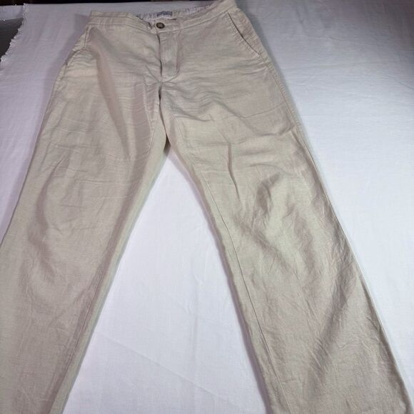 Old‎ Navy Cream Linen Blend Pants Sz SP Pockets Boho Coastal Beach Indie comfy - Picture 1 of 8